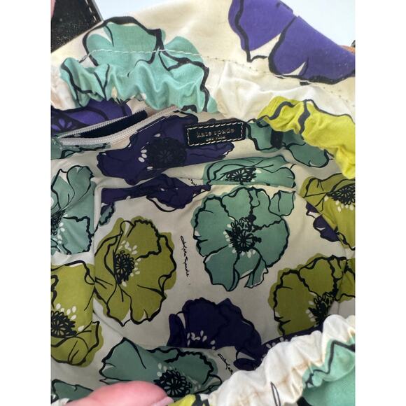 Kate Spade Wicker Basket Bag with Floral Drawstring Lining - Picture 3 of 6